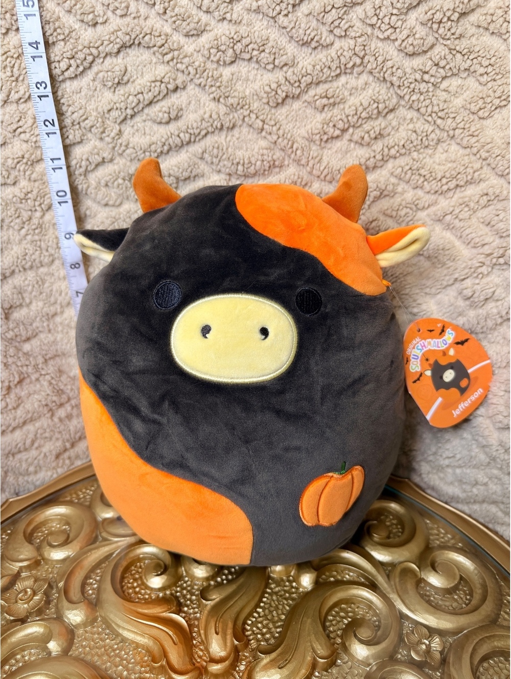 Squishmallows Jefferson 12” Halloween Cow Plush NWT Pumpkin